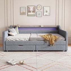 Title   LUMISOL Twin Upholstered Daybed with Drawers, Modern Sofa Bed Frame with USB/Type-C Port and Smart LED Lights, Light Grey