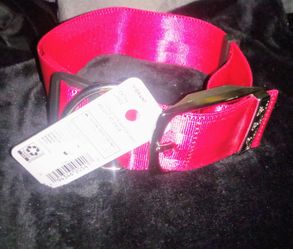 New Large Red Dog Collar And Matching Red And White 6 Foot Leash
