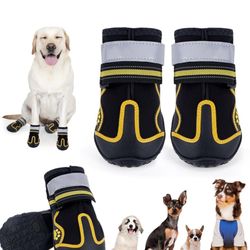 Dog Shoes for Hot Pavement,Dog Boots & Paw Protectors for Large Medium Size Dogs to Prevent Licking,Dog Booties with Reflective for Outdoor,Hiking,Har
