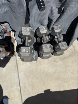 Dumbbells pairs 50,60,80.View the comment below regarding the price.