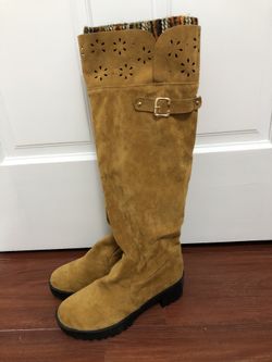 Suede knee high boots