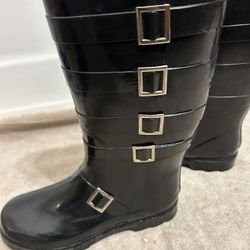 Capelli New York Black Buckle Rain Boots Size8