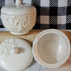 Hallmark Oak Leaves Acorns Ceramic Jar with Lid Pre Owned
