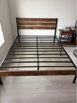 Queen bed frame and mattress