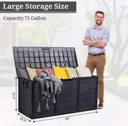 75 gallon patio outdoor deck box fully assembled caja de Almacenamiento caja de exteriors 75 gallones storage bin 🆕☑️