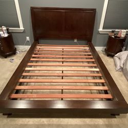 Queen Sized Wood Bed Frame With Headboard
