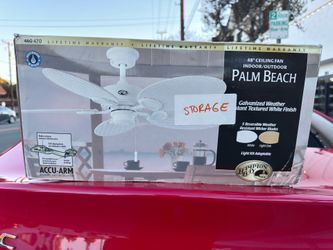 HAMPTON BAY Palm Beach III 48 in. LED Indoor/Outdoor White Ceiling Fan w Light