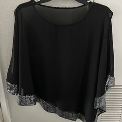 Great New Years Eve Black Poncho With Sequins On The Bottom. 