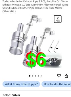 Turbo Whistle for Exhaust Pipe 2 PCS, Aorplim Car Turbo Exhaust Whistle, XL Size Aluminum Alloy Universal Turbo Sound Exhaust Muffler Pipe Whistle Car