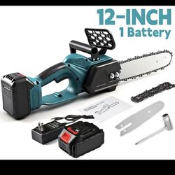 12-Inch 21V battery powered Chainsaw Cordless kit, 5Ah Battery and charger included
