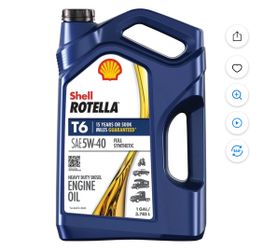 Shell Rotella T6 Fully Synthetic Diesel Engine Oil 5W-40, 1 Gallon