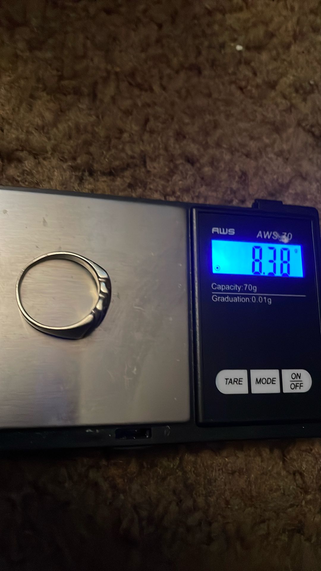 14kt White Gold Heavy Ring With Natural Diamonds