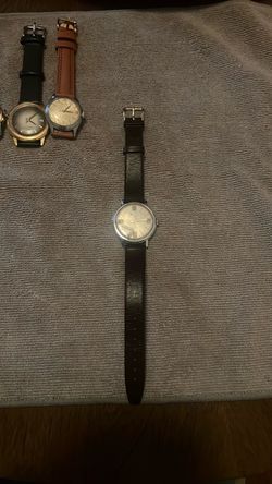 Vintage Men's Watch Dark Brown Leather Strap