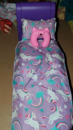 Unicorn purple bed with head relaxer for barbies🤗
