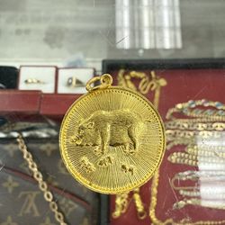 24kt Solid Pure Gold Piggy Lucky Charm Gold Pendants