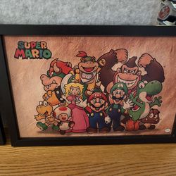 Nintendo Framed Super Mario, Art And Ghost In Goblins Lenticular Art Like New Scottsdale 