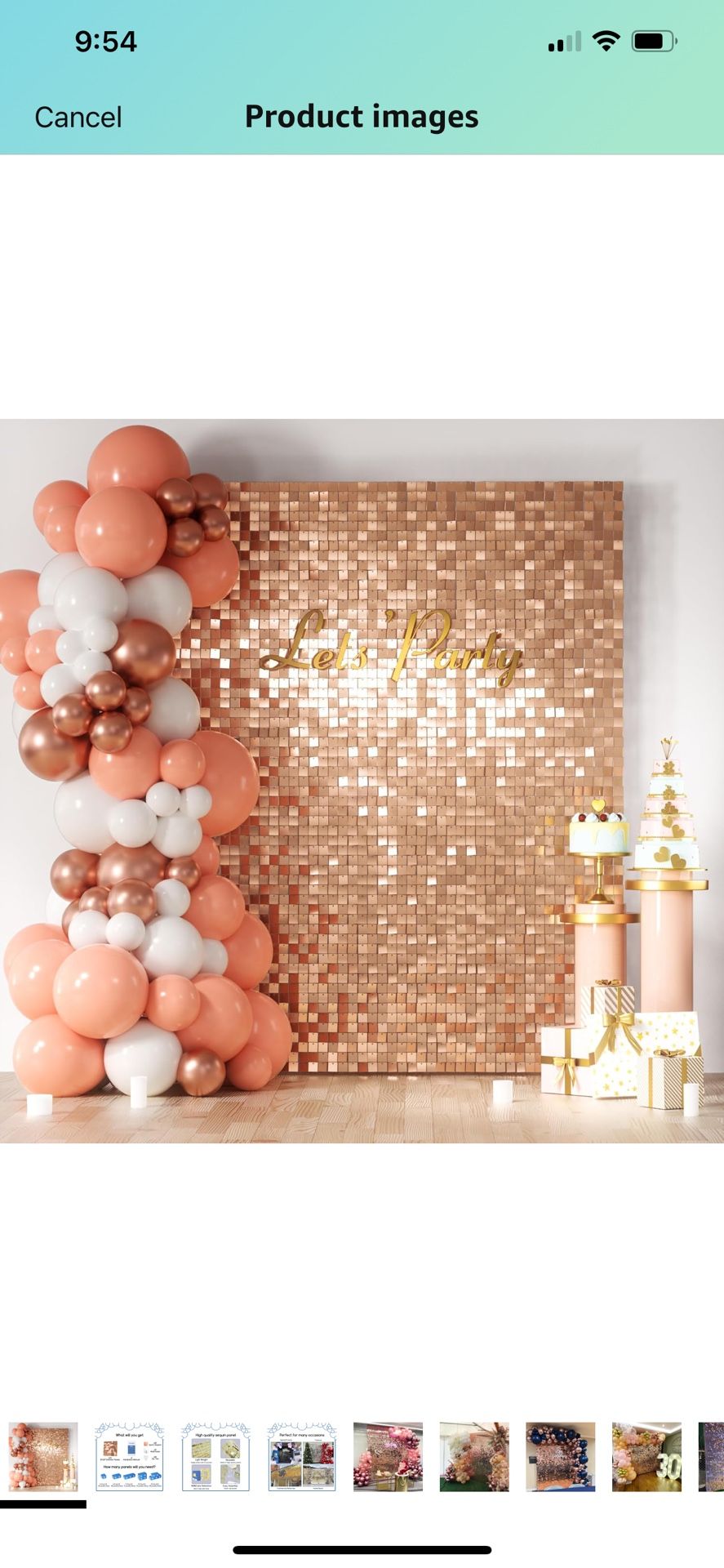 COKAOBE Rose Gold Shimmer Wall Backdrop 24PCS Rose Gold Sequins Backdrop Decoration Panels, Photo Backdrops for Birthday, Anniversary Wedding Engageme