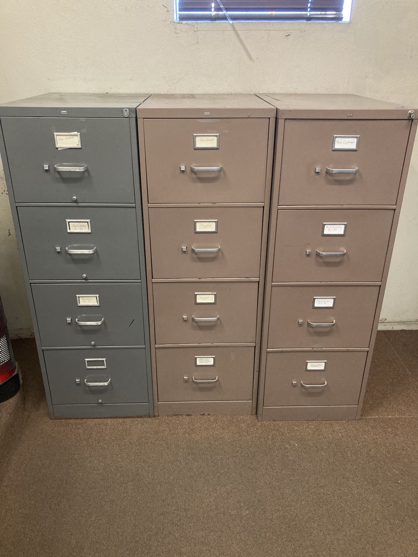 3 Metal File Cabinets
