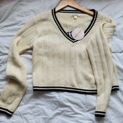 Ivory Knit Long Sleeve Crop Top
