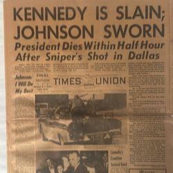 Framed JFK Assassination News Paper