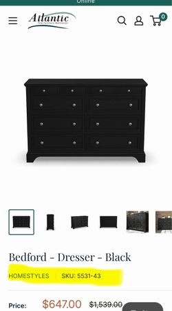 BNIB black dresser