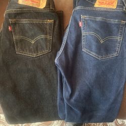 Black 501 Levi’s  Sz 30x30 and Blue 511 Levis Sz32x32