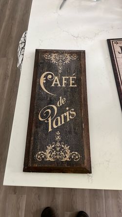 Café de Paris Vintage Wood Wall Sign