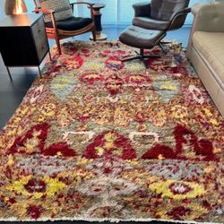 Red Hand-knotted Genuine Persian Rug 6.5' x10' Moroccan style