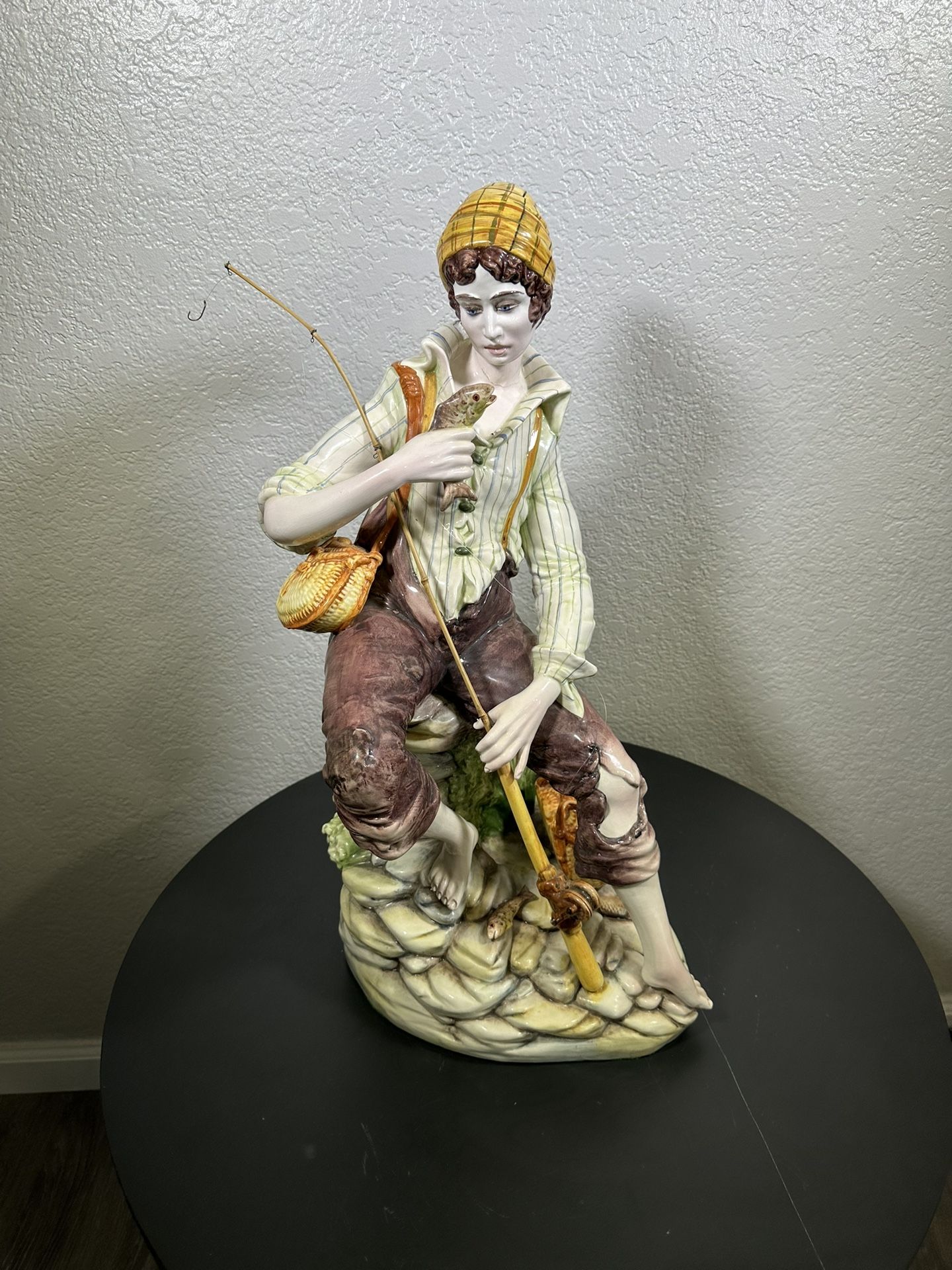 Large, Italy, vintage sculpture of a fisherman boy