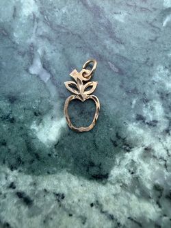 14k Yellow Gold Diamond-Cut Apple Charm