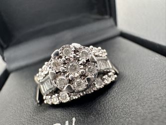1/2 Carat Diamond Ring, Sterling Silver, Size 7