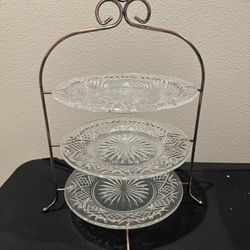 3 Tier Server with Antique Brass Finish Stand