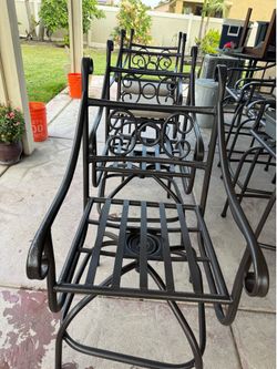 set of 4 heavy metal counter height outdoor patio bar stool swivel sturdy