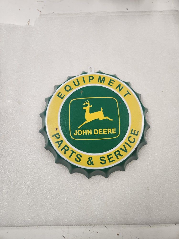 John Deere Farm Tractor Parts And Service Bottle Cap Metal Sign