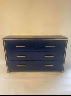 Luxury Navy Blue with Gold accents 6-Drawer Dresser