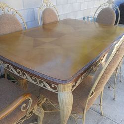 Iron Dining Table Whit 6 chairs and extension