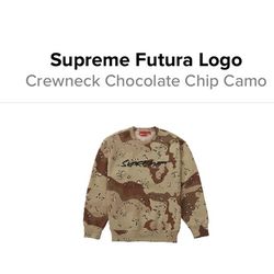 SUPREME FUTURA LOGO CHOCOLATE CHIP CAMO CREWNECK SIZE LARGE