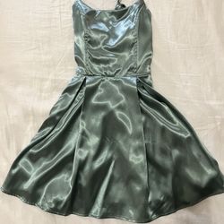 Satin Mini Dress- Light Sage Green