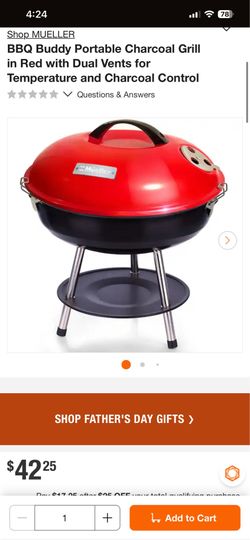 Mueller BBQ Charcoal Grill 14inch portable (Father’s Day gift)