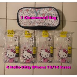 (4) Hello Kitty iPhone Cases (1) Cinnamoroll Bag