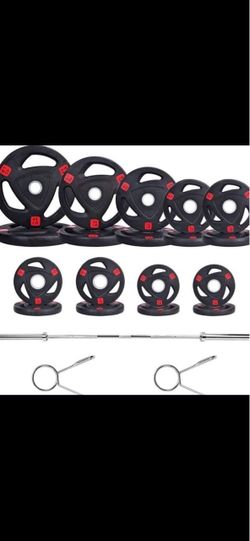 Olympic Barbell and Weight Plate Set