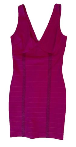 GUESS Fuscia Bandage Bodycon Mini Dress Size 4 V-Neck Cocktail Party NWT