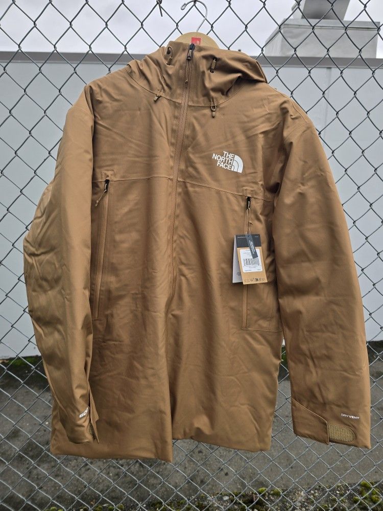 New North Face Mountain Range Parka  Size Large 600 Down Khaki Tan Jacket