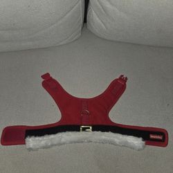 Small Christmas Red Velvet Santa Dog Harness with White Fur Trim