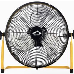 Floor Fan, 14" Portable Battery Operated Fan with Metal Blade and 360° Adjustable Tilting, DC 5V Rechargeable Cordless Fan 
