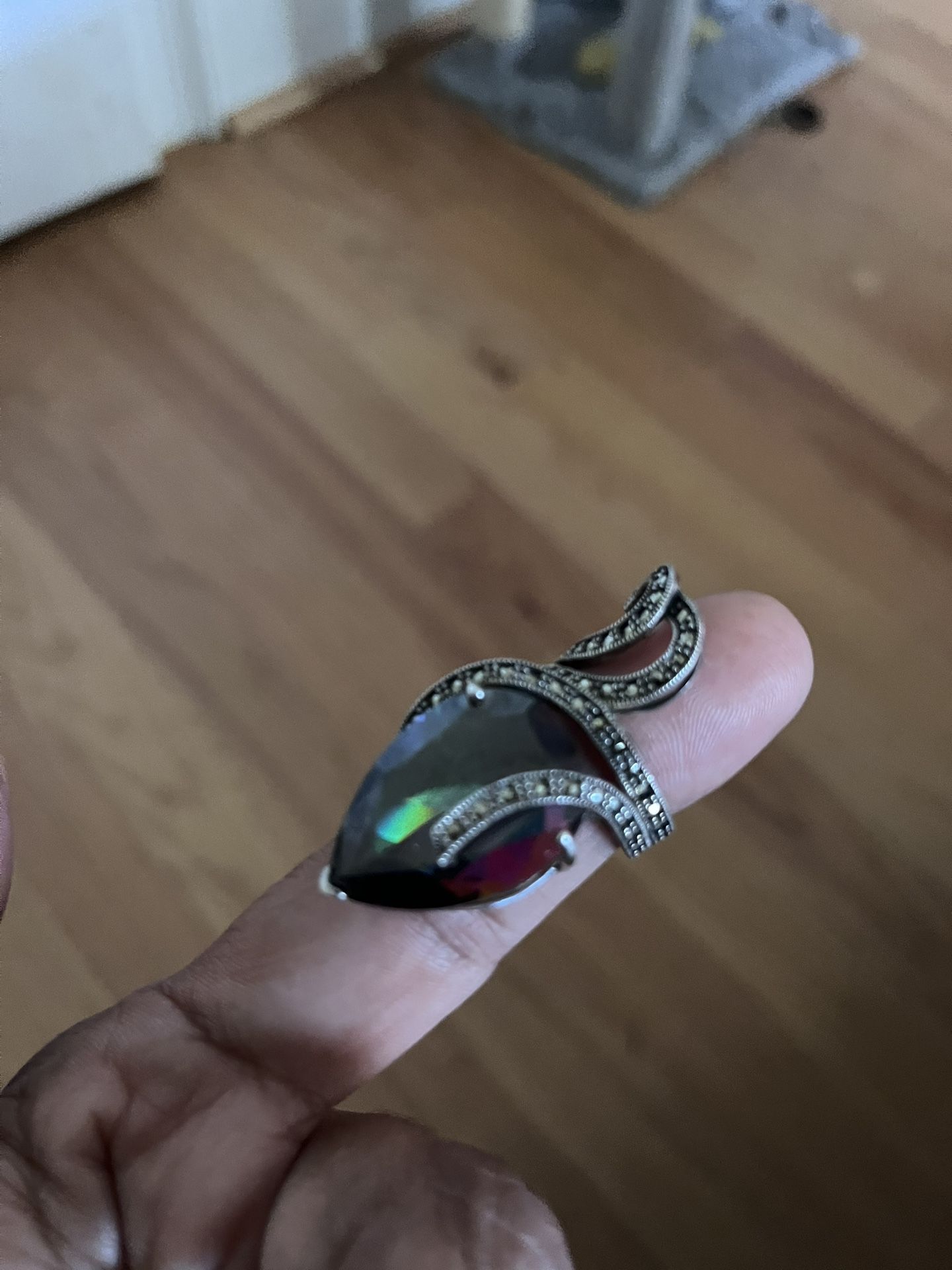 15 Carat Mystic Topaz Sterling Silver Ring Size 6.5