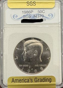 1986-P Kennedy Half Dollar SGS MS70
