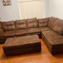 Brown sectional couch