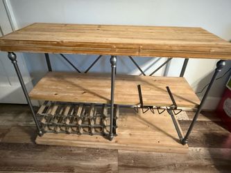 Industrial Wood and Metal Bar Console Table
