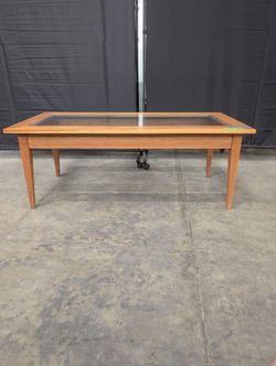 Wooden Frame Glass Top Coffee Table